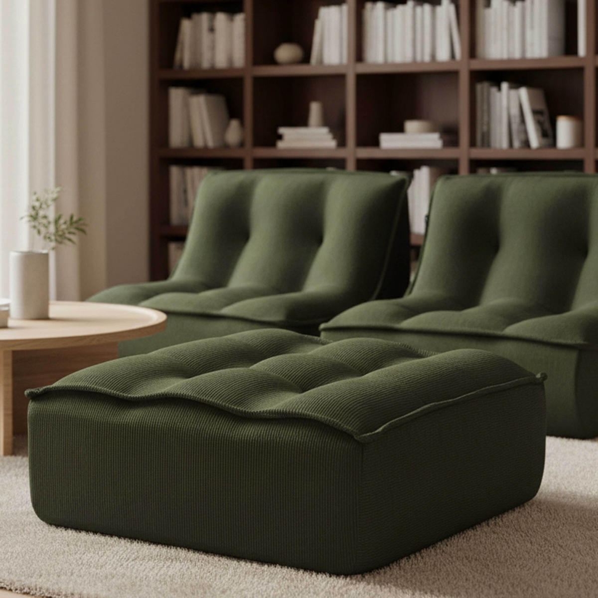 SITZPUFF, Grün - Grün, Textil (80/32/75cm) - Oviala