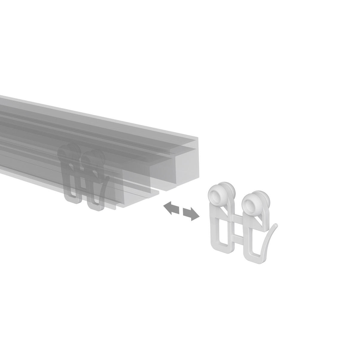 SCHLEUDERWAGEN MIT INNENLAUFROLLEN FÜR HOHLKAMMERSCHIENEN, Rollen Ø 8 mm, Packung 4 Stück - Weiß, Kunststoff (2.4/2.7/1cm) - INTERDECO