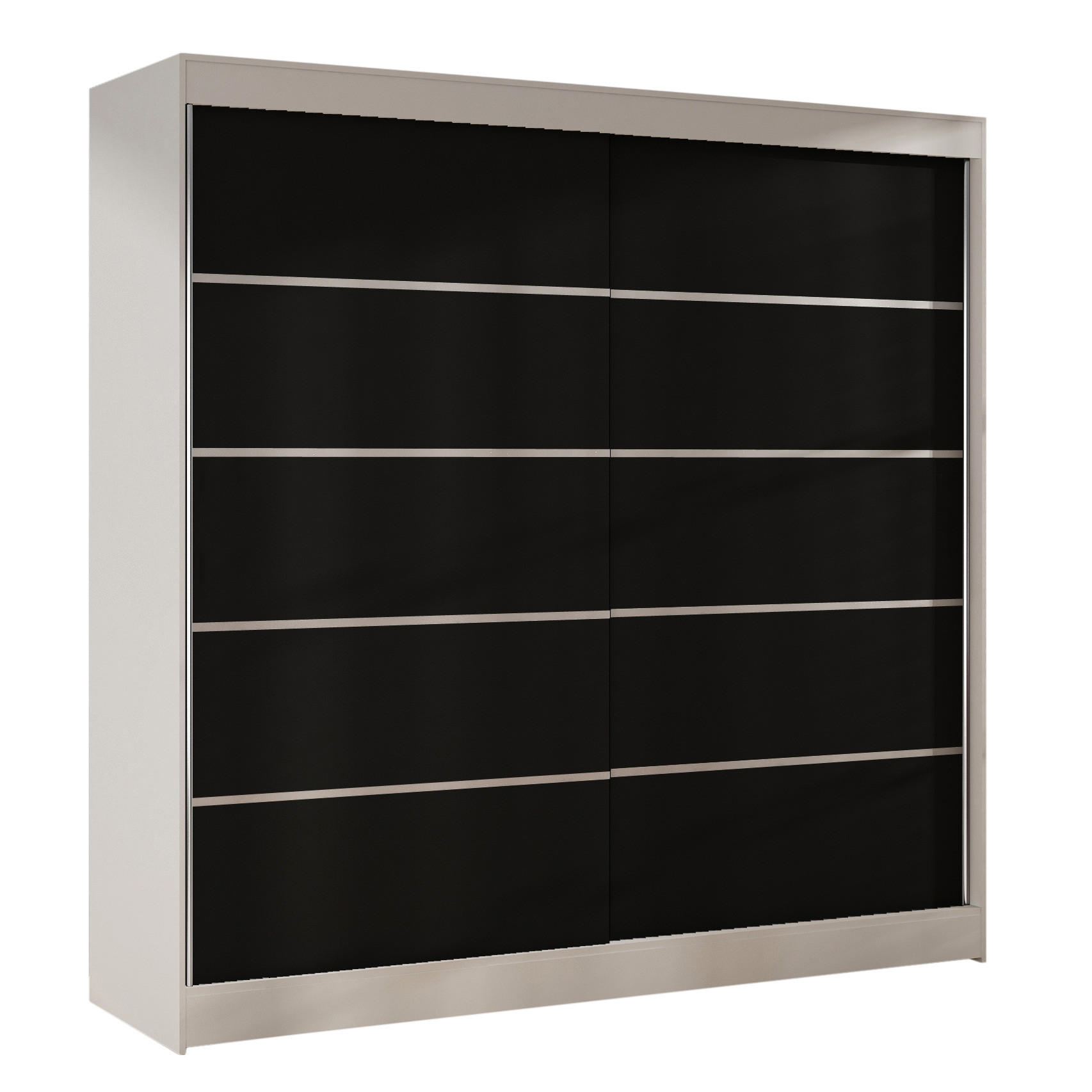 SCHWEBETÜRENSCHRANK Basti IV - 200 cm - Schwarz/Weiß, Holzwerkstoff/Metall (200/215/58cm) - Sofnet