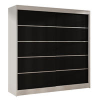 SCHWEBETÜRENSCHRANK Basti IV - 200 cm - Schwarz/Weiß, Holzwerkstoff/Metall (200/215/58cm) - Sofnet