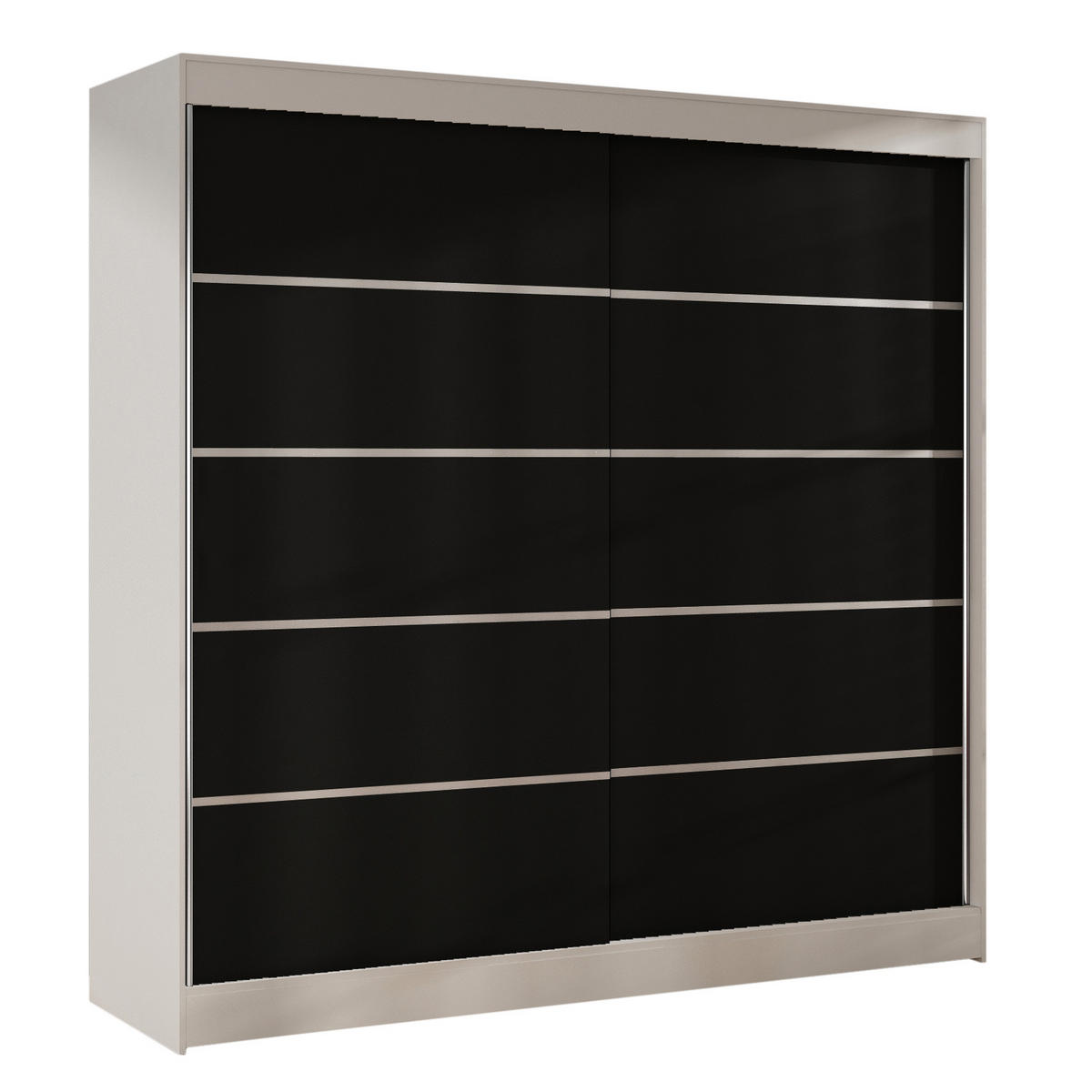SCHWEBETÜRENSCHRANK Basti IV - 200 cm - Schwarz/Weiß, Holzwerkstoff/Metall (200/215/58cm) - Sofnet