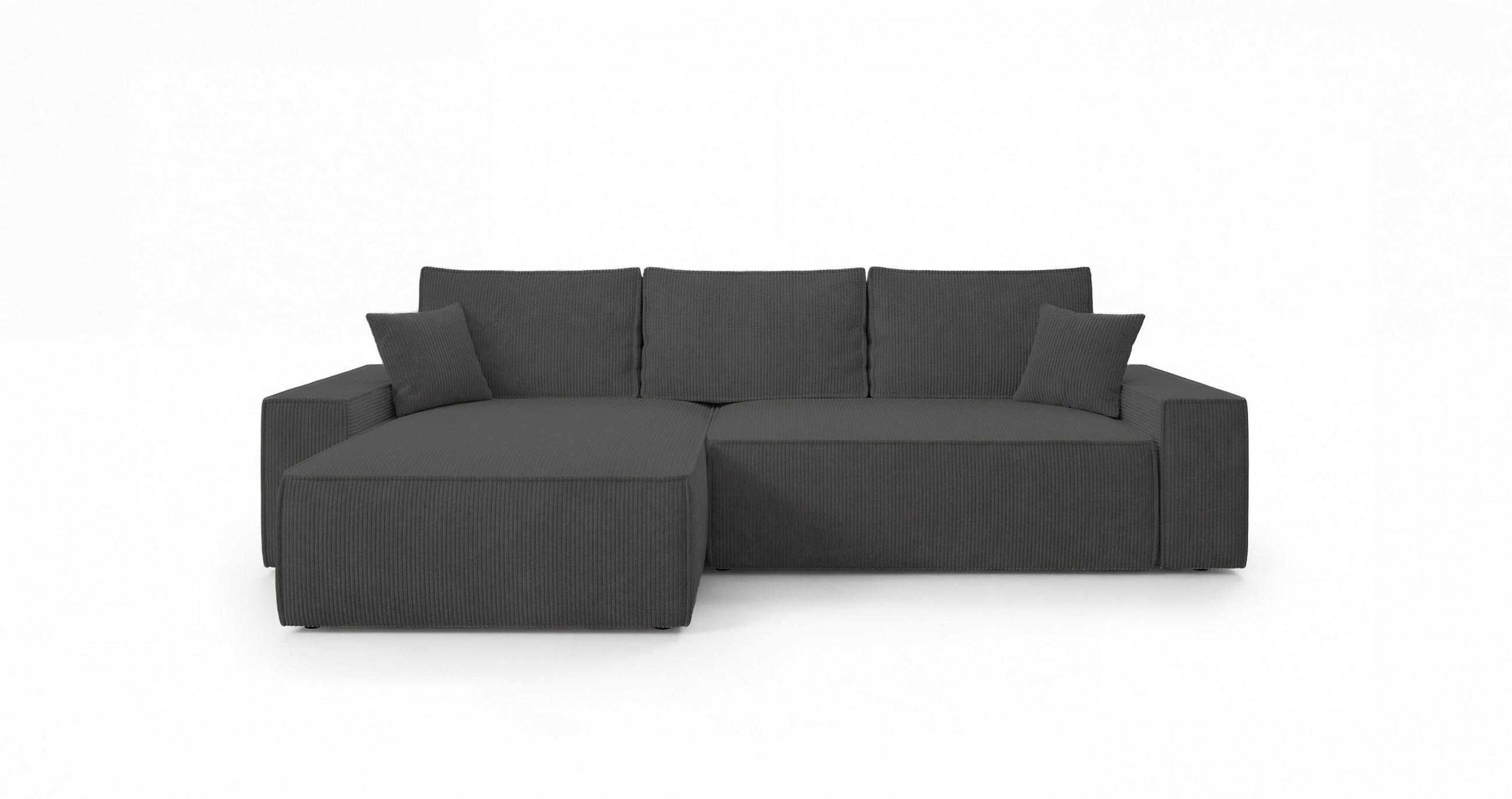 ECKSOFA California mit Schlaffunktion Dunkelgrau Links - Dunkelgrau, Textil (185/280cm) - Cornero