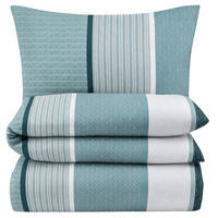 BIBER-BETTWÄSCHE 135x200 - Kuschelig warmer Flanell Winter Bettbezug - Streifen Muster - Grün, Textil (135/200cm) - Carpe Sonno