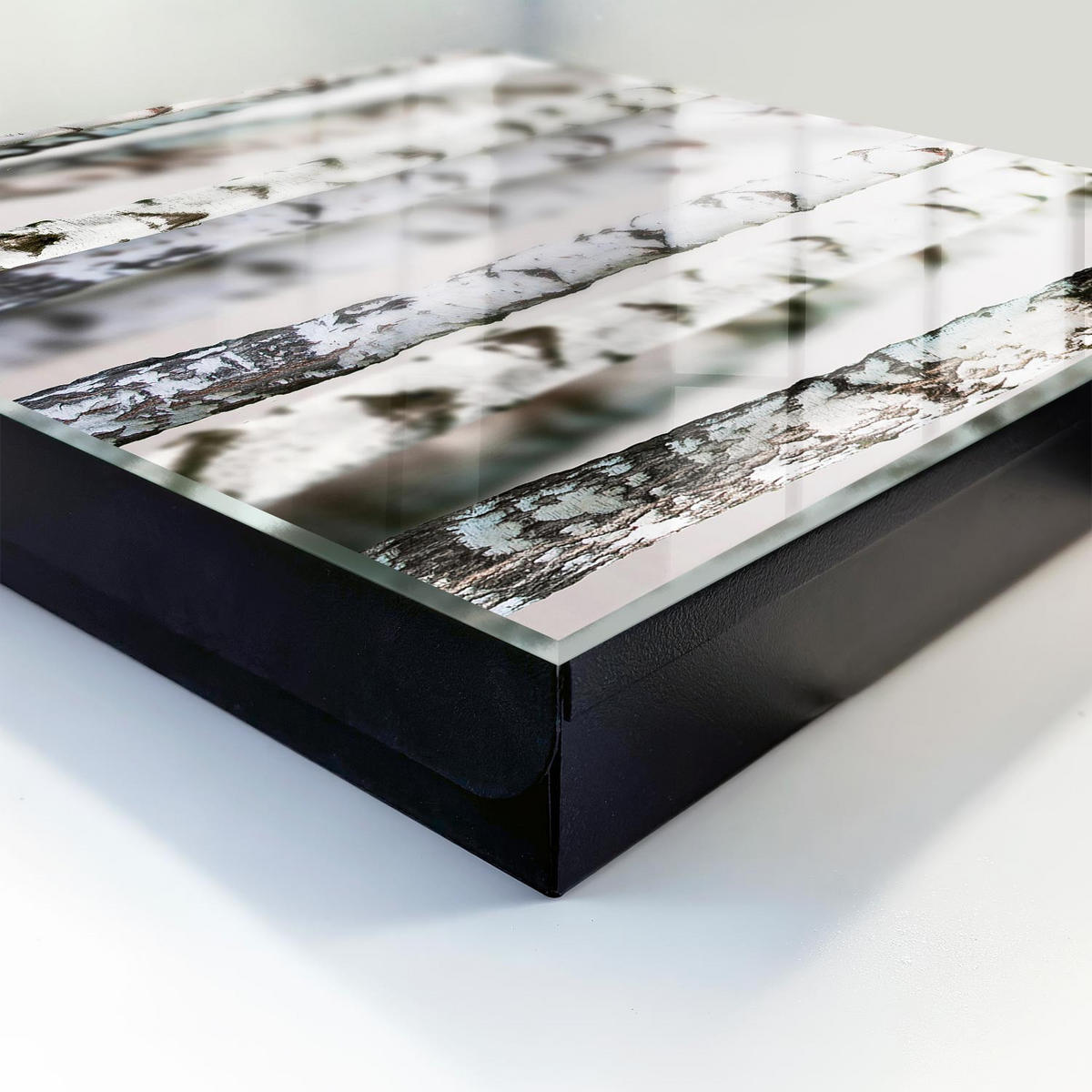 SCHLÜSSELBOX Schwarz 30x30 cm- Türöffnung nach rechts - Birkenstämme - Weiß, Metall (30/30/5cm) - TULUP