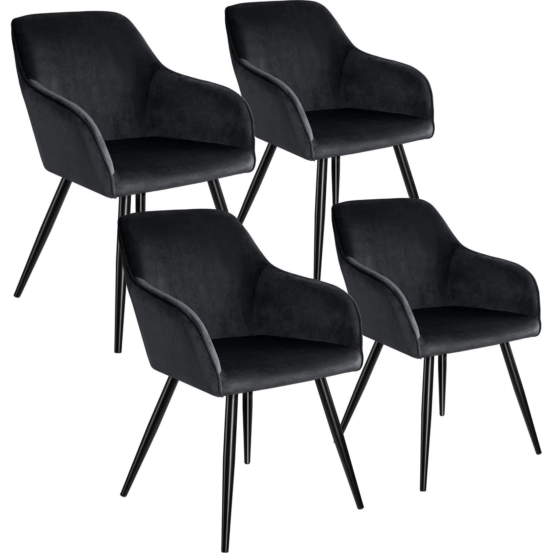 ESSZIMMERSTUHL 4er Set Marilyn,58 x 62 x 82 cm,schwarz - Schwarz, Textil (58/82/62cm) - tectake