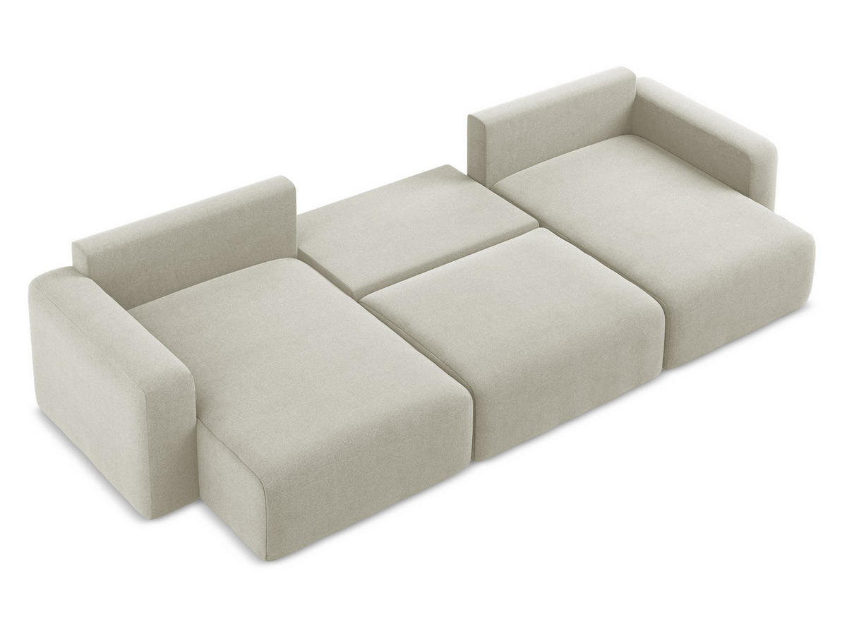 WOHNLANDSCHAFT Strukturstoff Stoff Beige - Beige/Creme, Kunststoff/Textil (332/79/149cm) - Makamii