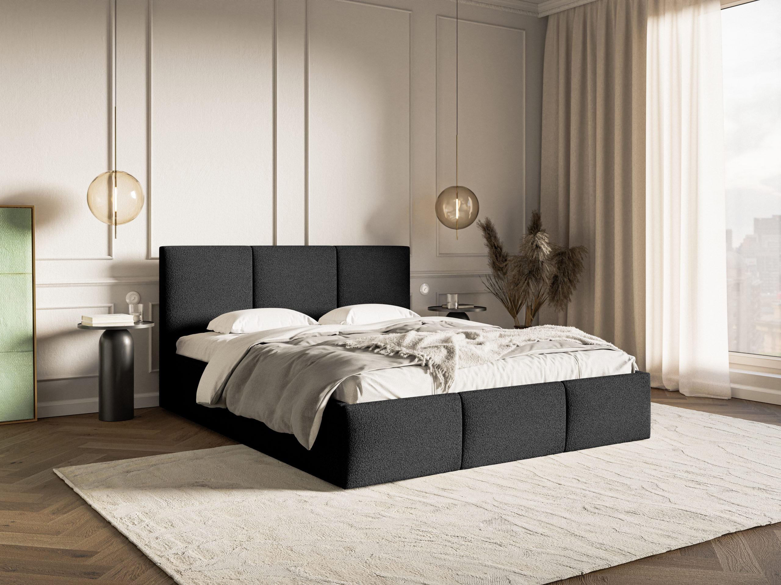 POLSTERBETT Fondi Slim 140x200 cm, Schwarz - Schwarz, Textil (140/200cm) - Fedve
