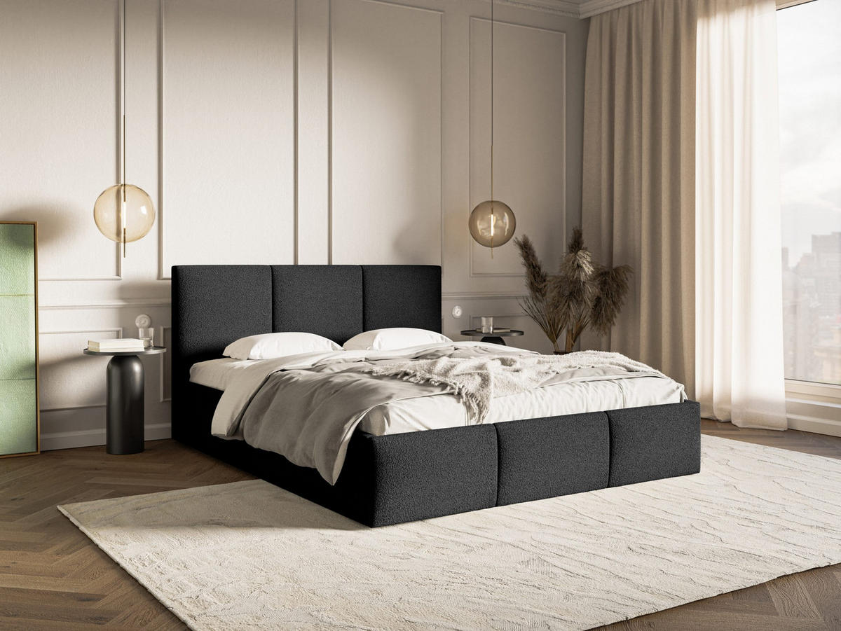 POLSTERBETT Fondi Slim 160x200 cm, Schwarz - Schwarz, Textil (160/200cm) - Fedve