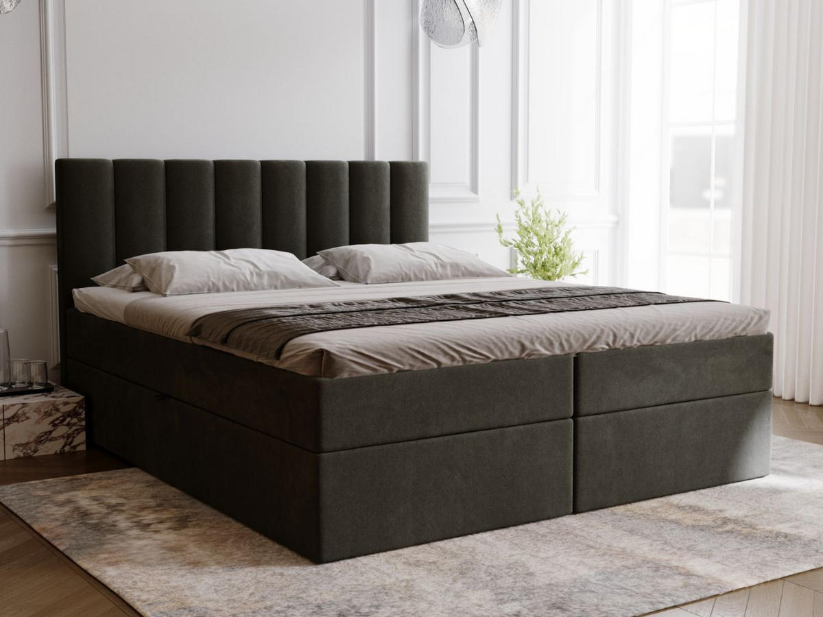 BOXBETT Mocca 200x200 Dunkelgrau - Dunkelgrau, Holz/Textil (200/200cm) - Graingold
