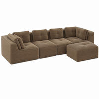 ECKSOFA modular mit 74 cm tiefer Sitzfläche Cord Braun - Braun, Kunststoff (177/386.1cm) - Meubliv