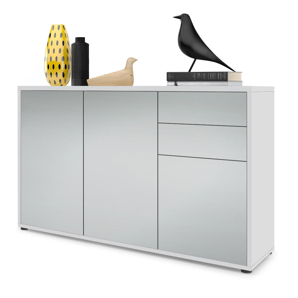 KOMMODE Ben Front in Hellgrau Seidenmatt - Greige, Holzwerkstoff (117/74/36cm) - Vladon