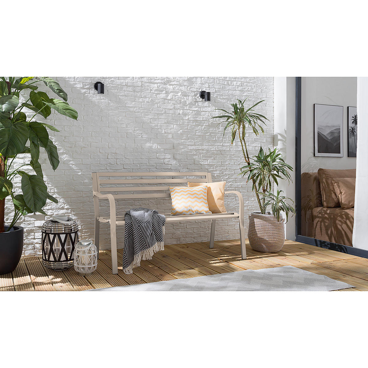 GARTENBANK - Stahl - Beige, Metall (128/81/56cm) - home24