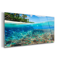 GLASBILD 120x60 cm Meereskorallenriff - Türkis, Glas (120/60cm) - TULUP