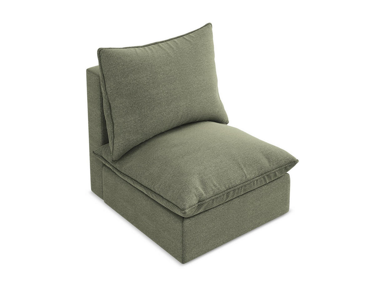 SOFAELEMENT Bouclé Stoff Grün - Schwarz/Olivgrün, Holzwerkstoff/Kunststoff (75/77/90cm) - Makamii