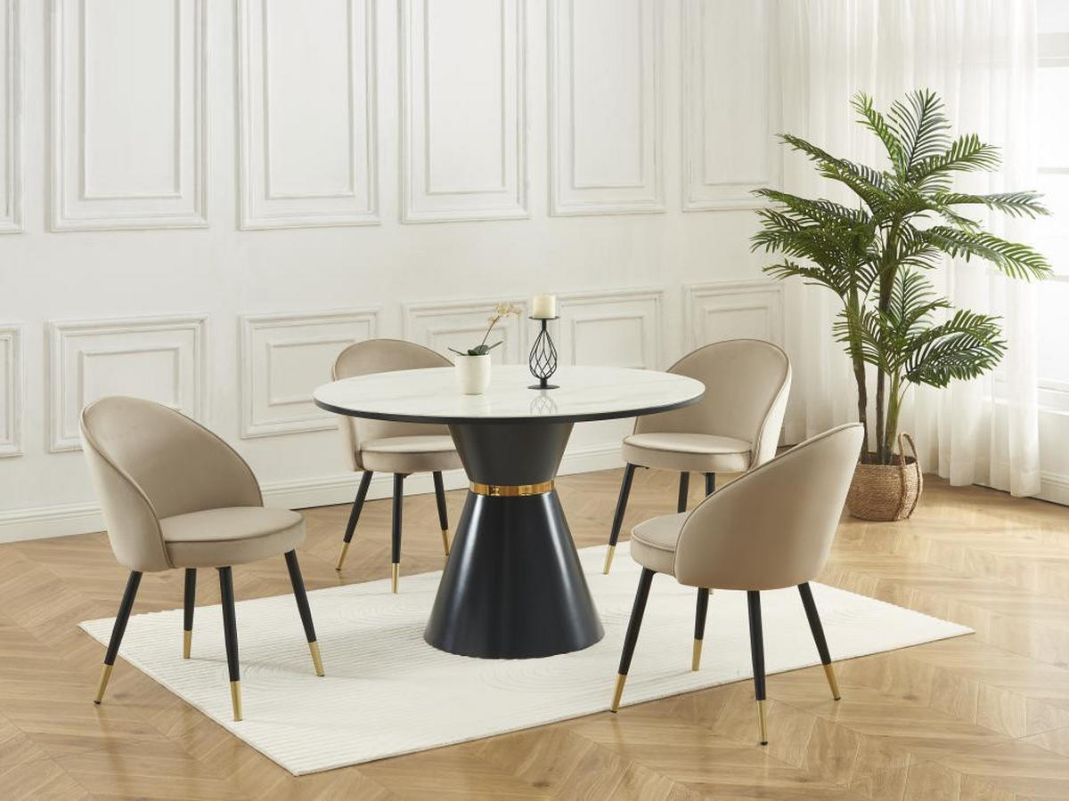 STUHL 2er-Set - Samt & Metall - Beige - MAYLINA - Beige, Textil (61/80.5/55cm) - Vente-Unique