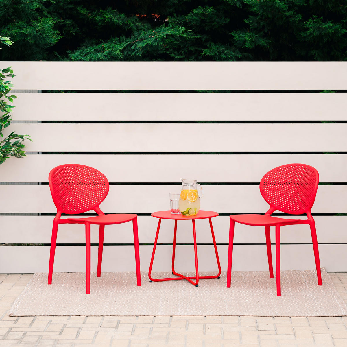 GARTENSTUHL 4er-Set Kunststoff Rot - Rot, Kunststoff (41/77/48cm) - Homestyle4u
