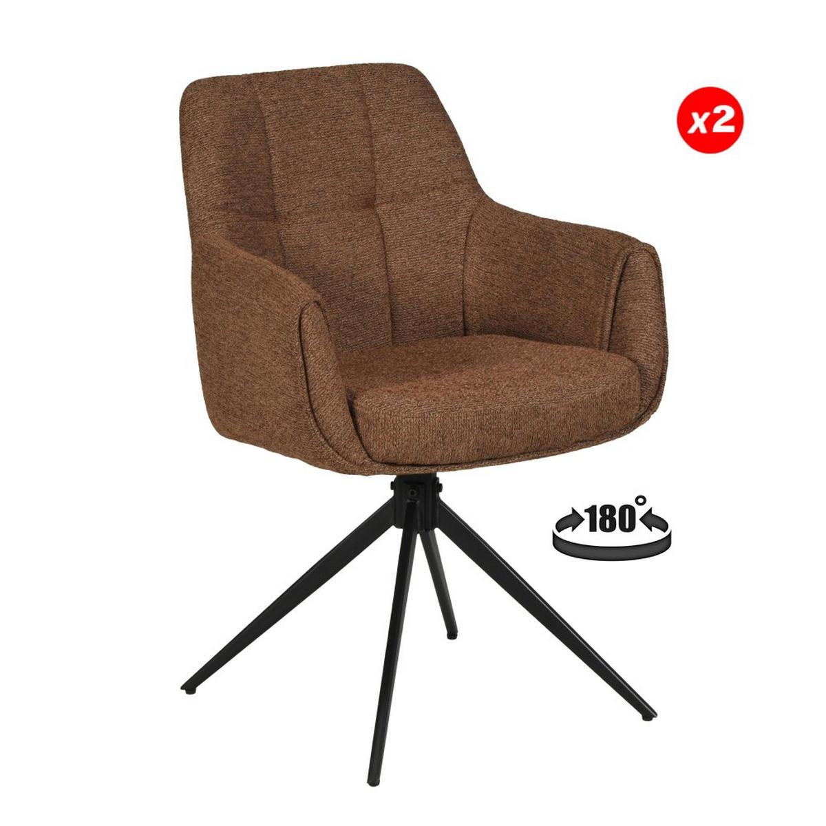 DREHSTÜHLE 2-er SET/ LINEA - Braun - Braun, Textil (60/87/58cm) - Weber Industries