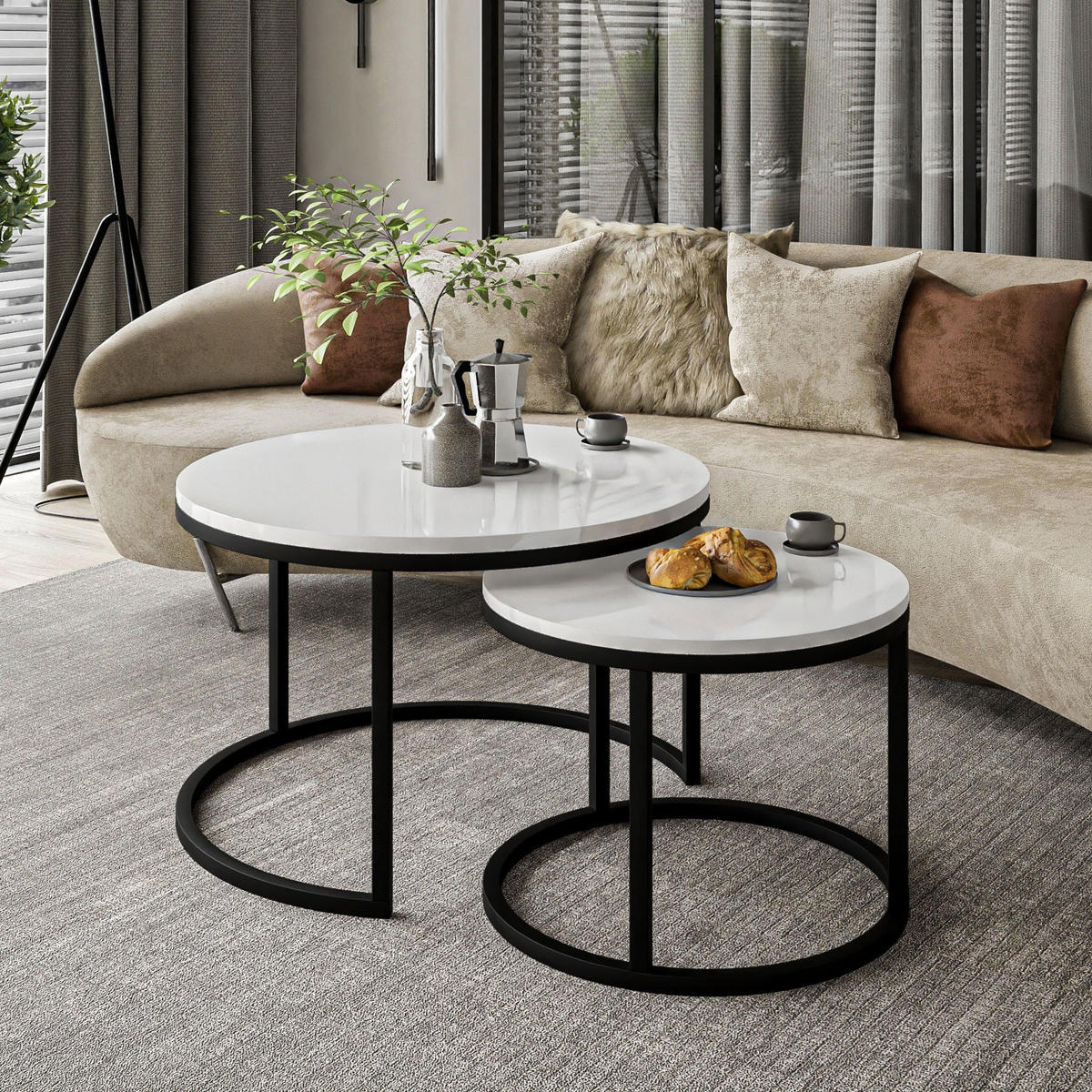 COUCHTISCH CIRI 2-in-1 Hochglanz - Schwarz, Holzwerkstoff (70/70/48cm) - Lookway
