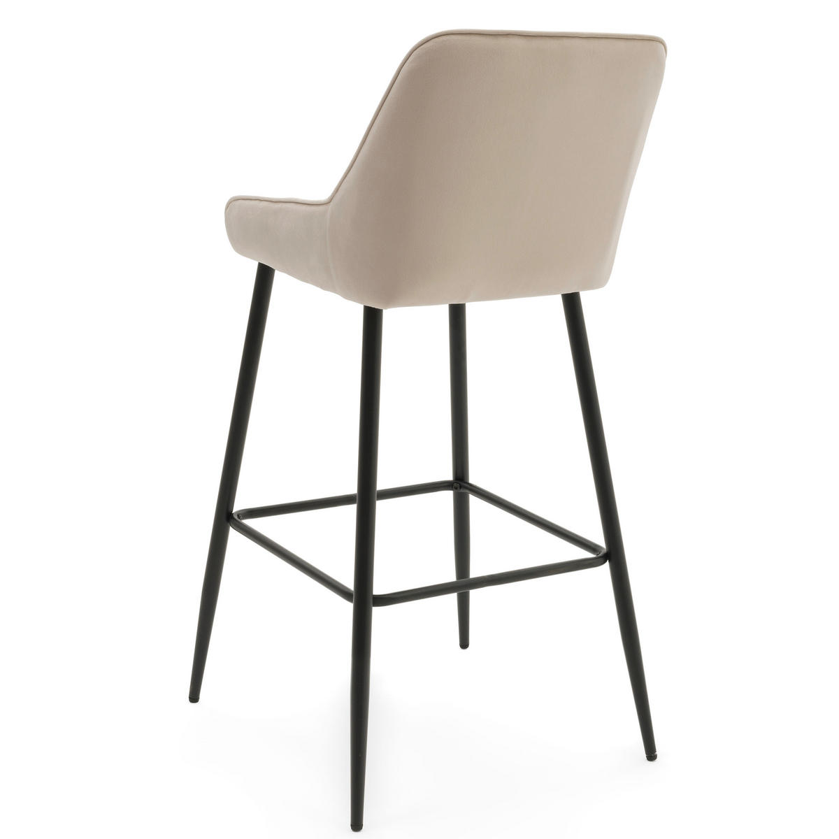 BARHOCKER VASTO gepolstert mit Steppung - beige - Samt Velours - Beige/Schwarz, Metall (50/95/55cm) - NEW HOME