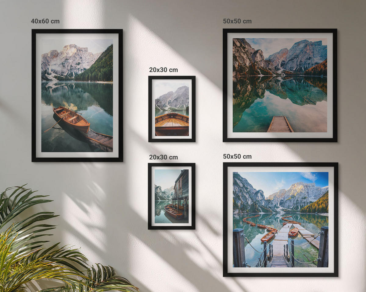 BILDER SET 5er Set - 50x50 cm & 20x30 cm & 40x60 cm Schwarzer Rahmen - Zarte Rosenblüten für die Küche - Schwarz, Kunststoff (40/60cm) - TULUP