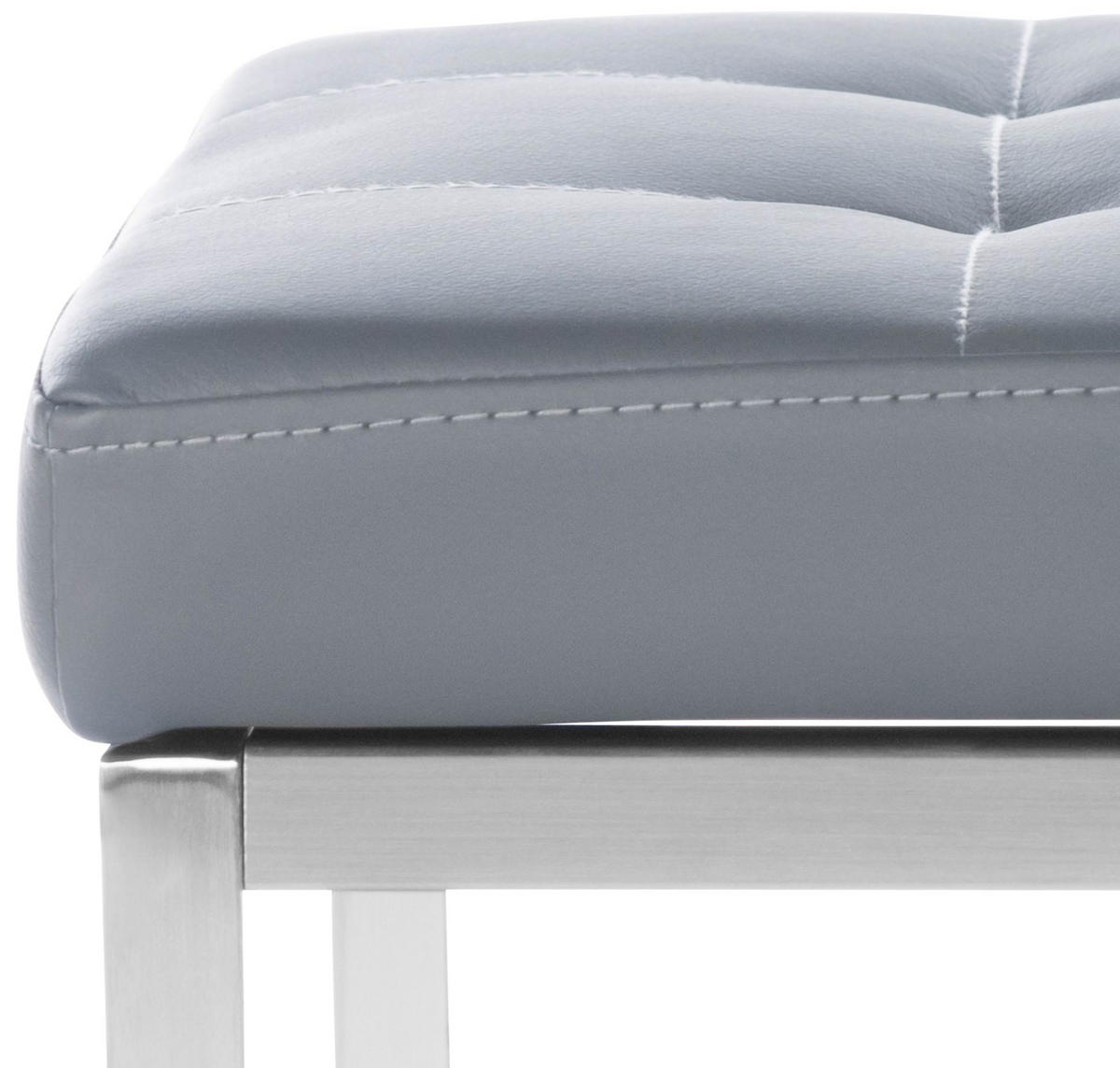 SITZWÜRFEL 2er Set Lederlook grau - Edelstahlfarben/Grau, Textil/Metall (40/48/40cm) - CLP