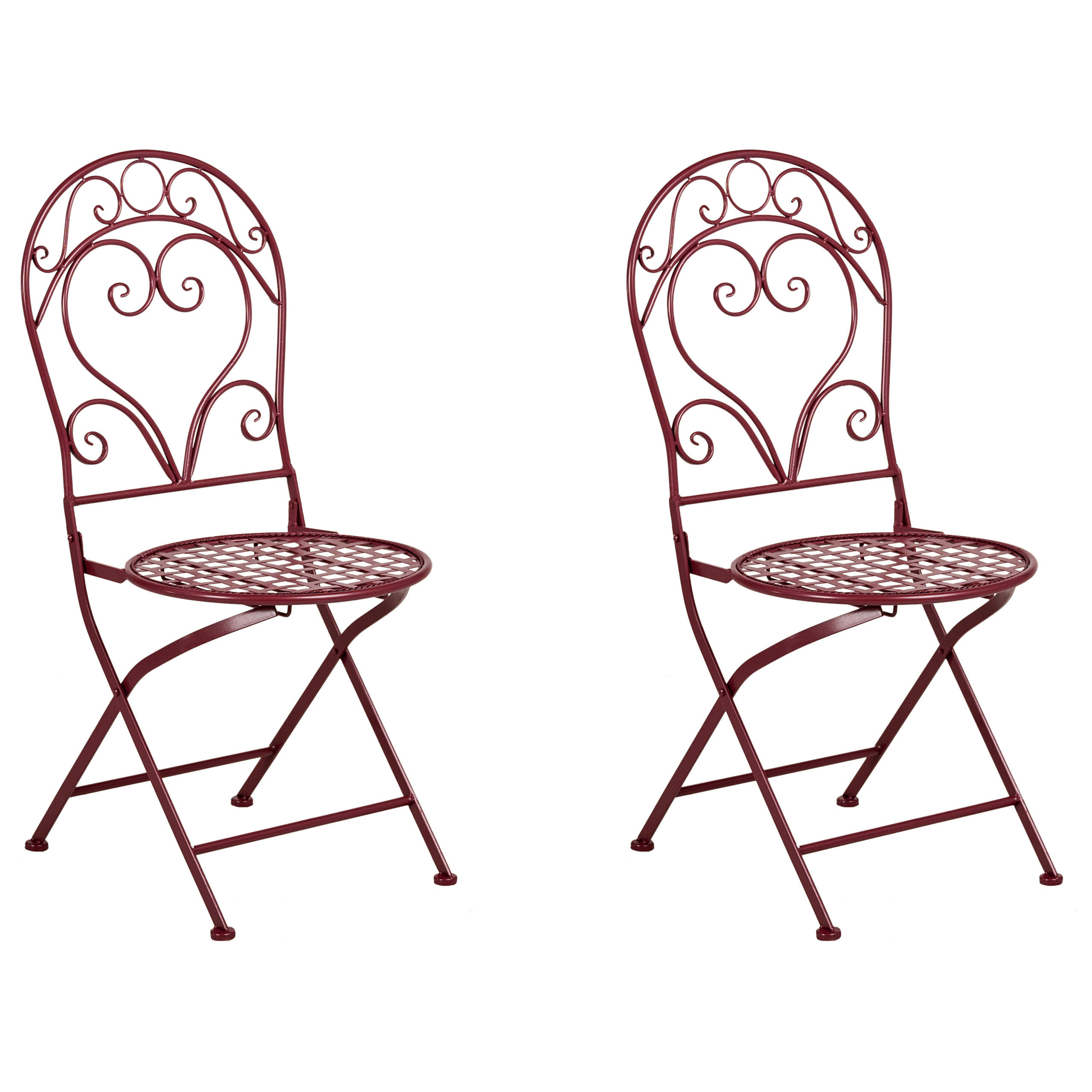 GARTENSTUHL 2er-Set Burgunderrot Albinia - Rot, Metall (42/94/55cm) - Beliani