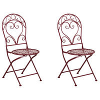 GARTENSTUHL 2er-Set Burgunderrot Albinia - Rot, Metall (42/94/55cm) - Beliani