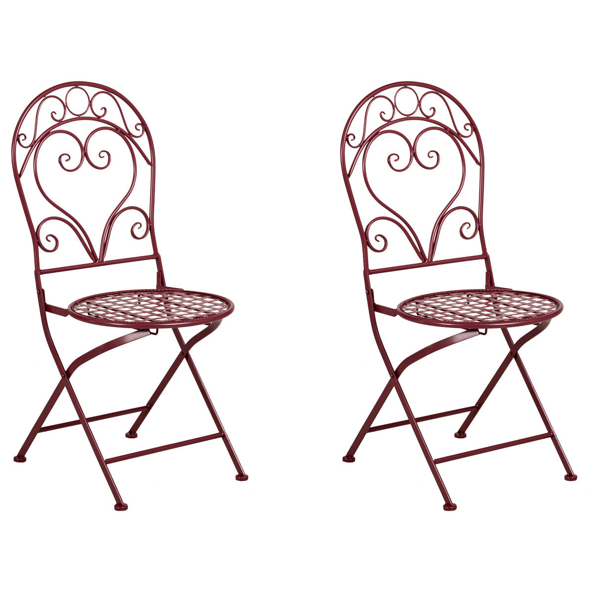 GARTENSTUHL 2er-Set Burgunderrot Albinia - Rot, Metall (42/94/55cm) - Beliani