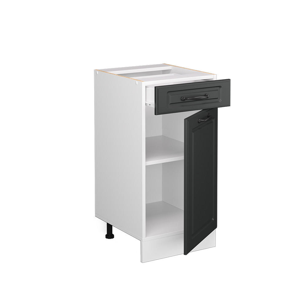 KÜCHENUNTERSCHRANK R-Line Anthrazit Landhaus 40 cm ohne AP - Anthrazit/Weiß, Holzwerkstoff (40/81.6/46cm) - Vicco