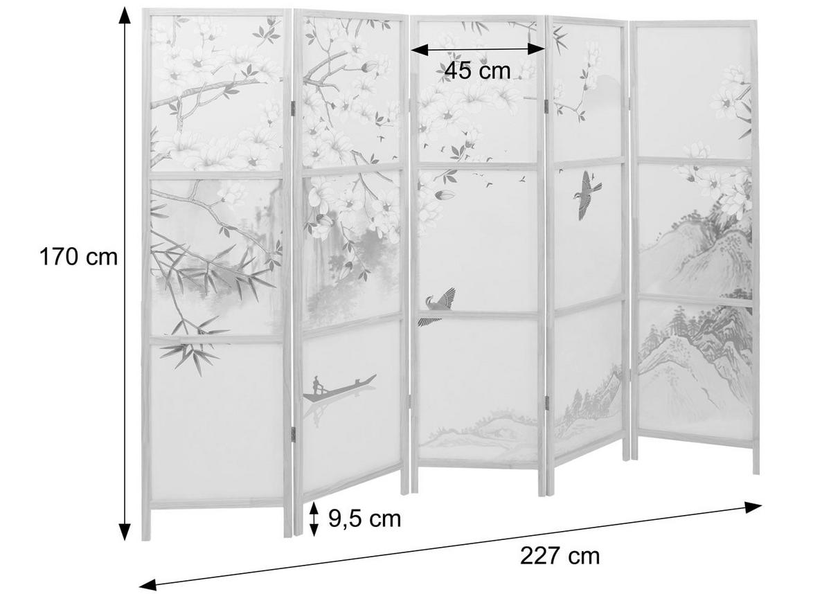 PARAVENT Blaugrau - Blaugrau, Holz (227/170/2cm) - MCW