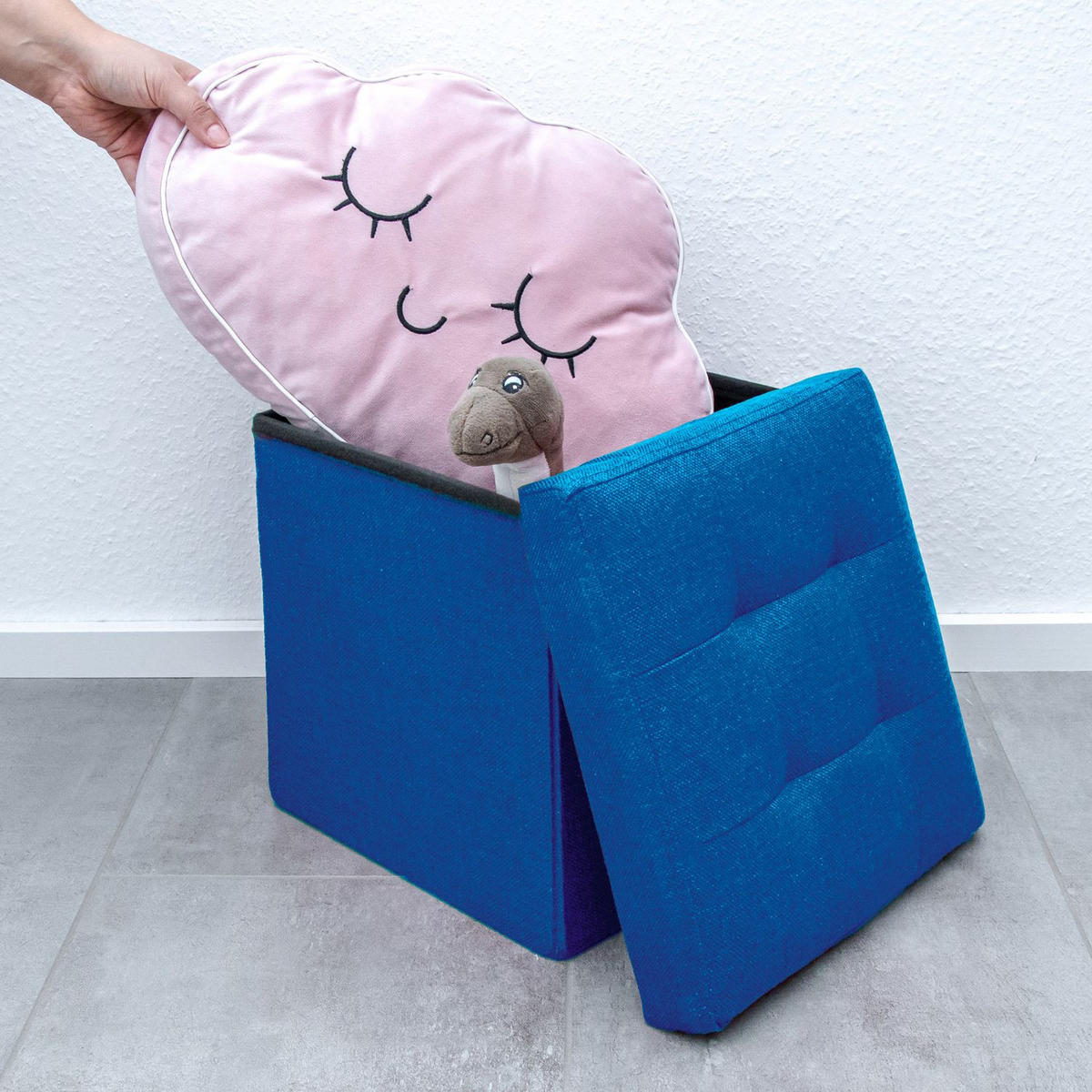SITZWÜRFEL Faltbar 30/30/30 cm (Blau) - Blau, Textil (30/30/30cm) - Intirilife