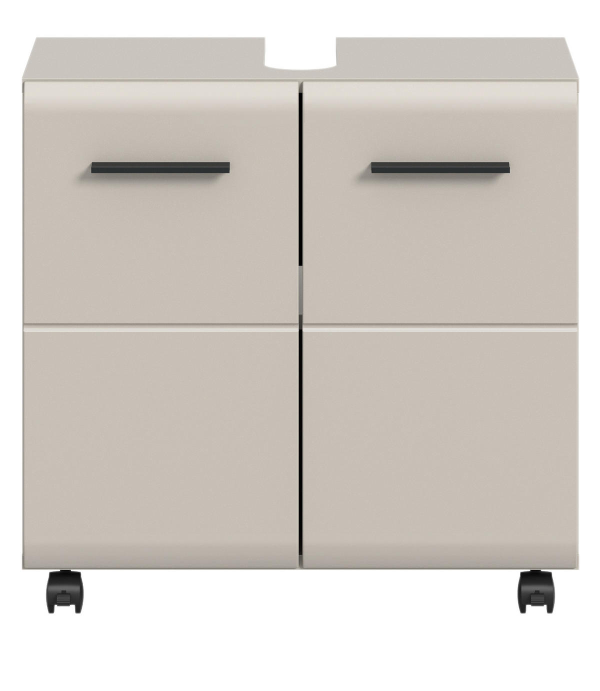 WASCHBECKENUNTERSCHRANK Kaschmir 60 cm 2-türig, Badezimmer Unterschrank auf Rollen - Kaschmir/Schwarz, Holzwerkstoff/Kunststoff (60/58/30cm) - Inn.Furn