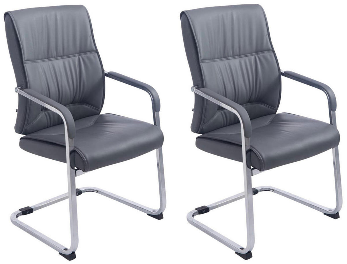 SCHWINGSTUHL 2er Set Lederlook grau - Grau, Textil/Metall (58/102/65cm) - CLP