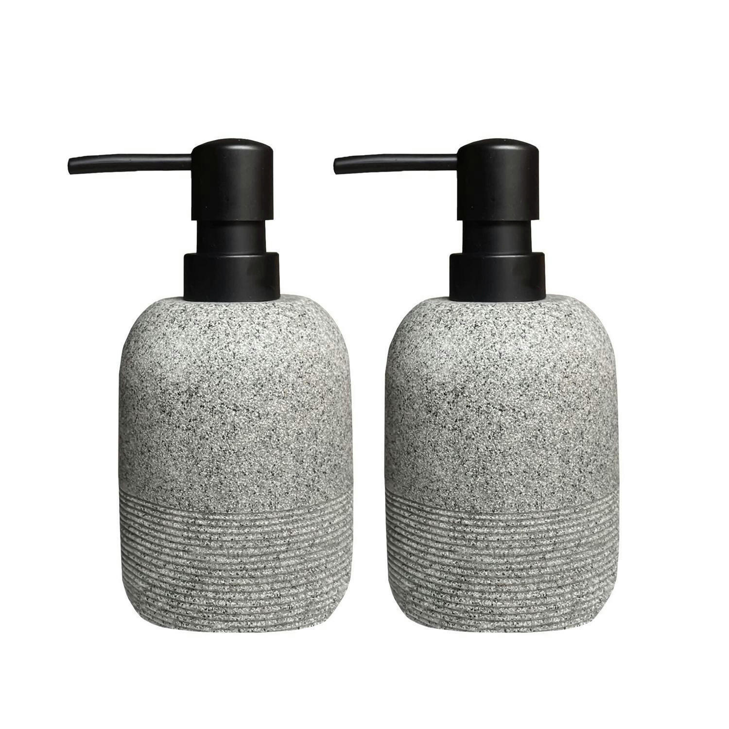 SEIFENSPENDER 2-teiliges Set Harz Sandstein Grau - Grau, Keramik (8/16.2/8cm)