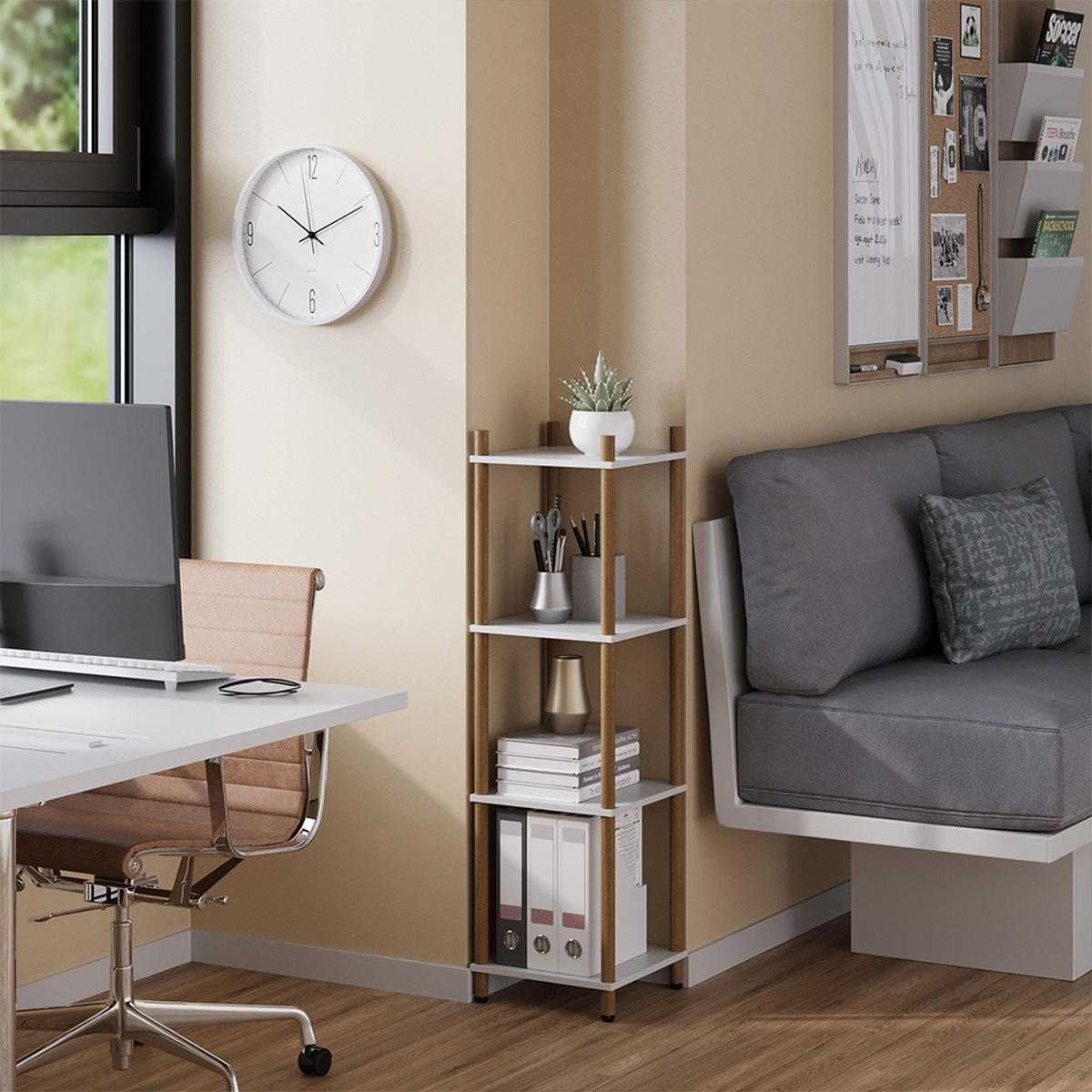 ROHOVÁ POLICE Bivio Bílá/borovice - bílá, kompozitní dřevo (30/102.5/30cm) - Vicco