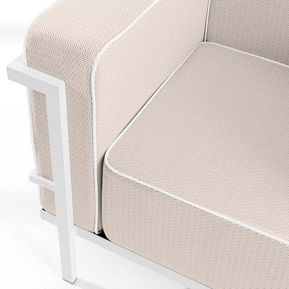 GARTENSOFA TRIGLO 2-Personen, Stahlrahmen, Modern, Weiß - Beige/Weiß, Textil/Metall (164/70/69cm) - KONSIMO®