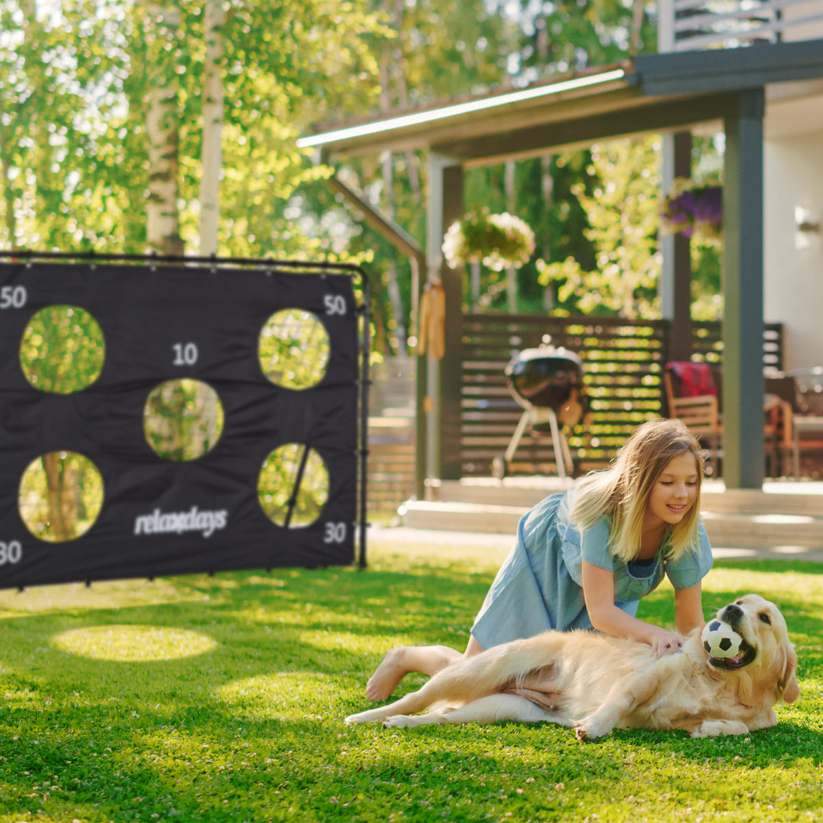 FUßBALLTOR - Schwarz, Textil/Metall (217/75cm) - Relaxdays