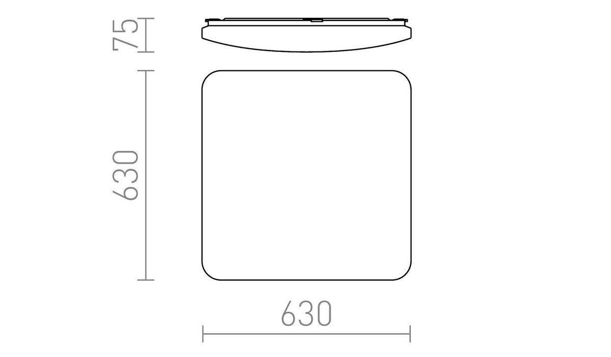 DECKENLEUCHTE SEMPRE SQ 63 milchfarbenes Acryl 76 W - Transparent, Kunststoff (63/63/75cm) - Rendl