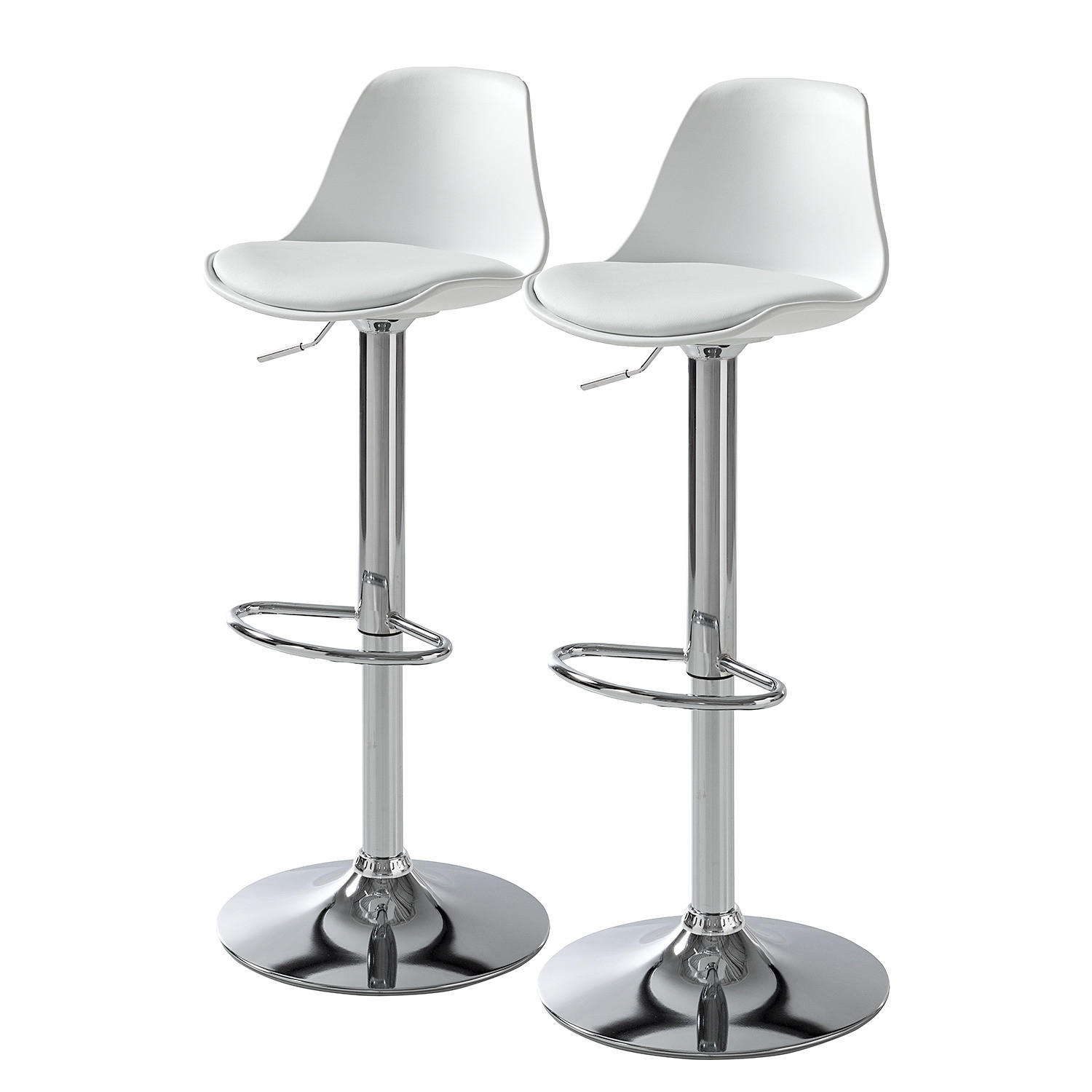 BARSTUHL - 2er-Set - Kunststoff / Edelstahl - Weiß, Kunststoff/Metall (39/83/40cm) - home24