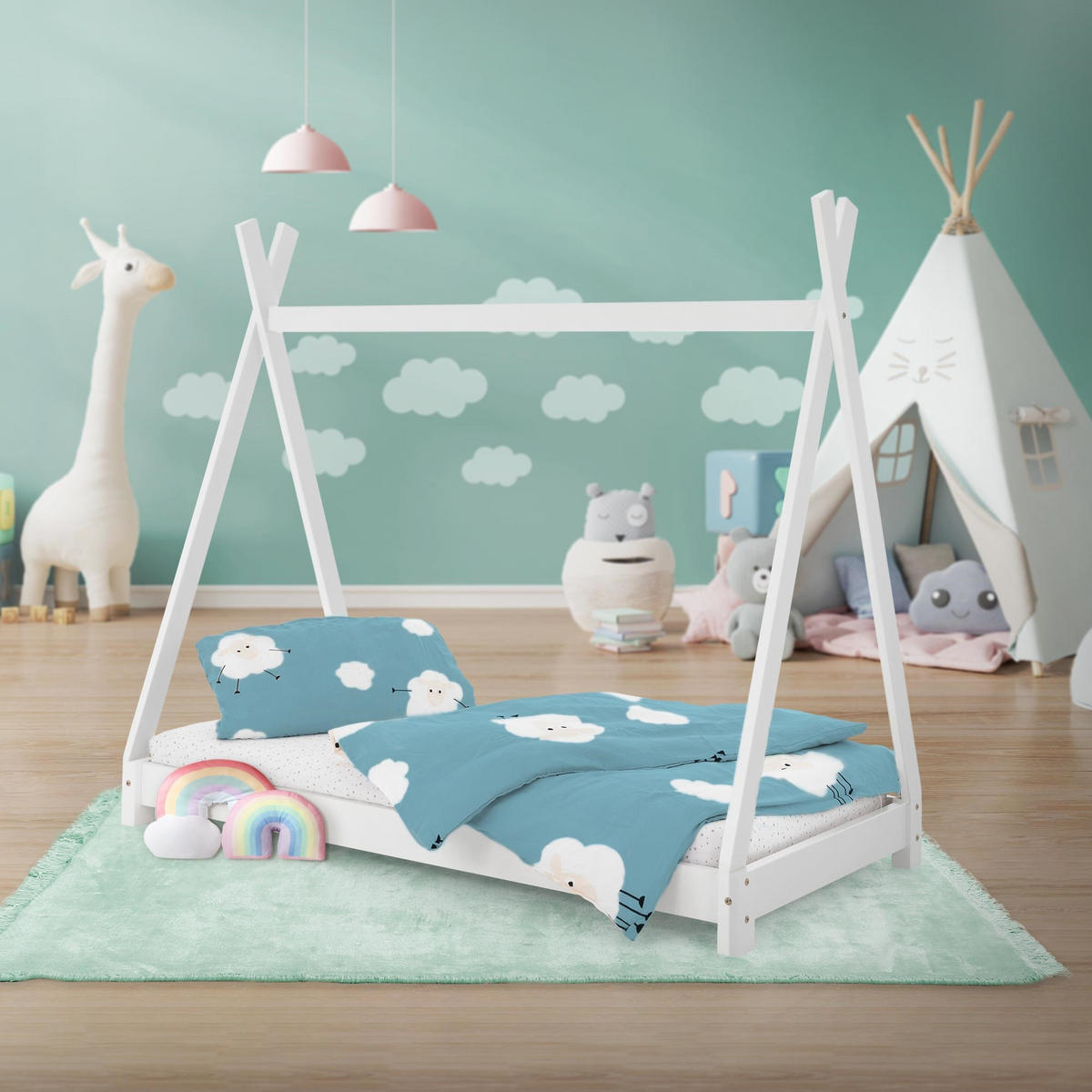 KINDERBETT Tipi 80x160 cm Weiß - Weiß, Holz (80/160cm) - ML-DESIGN