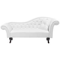 CHAISELONGUE Kunstleder weiß rechtsseitig Lattes - Schwarz/Weiß, Kunststoff (188/87/59cm) - Beliani