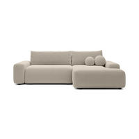 ECKSOFA RUOTA Beige Boucle-Stoff mit Schlaffunktion - Beige, Holz (264/162cm) - MASSENO