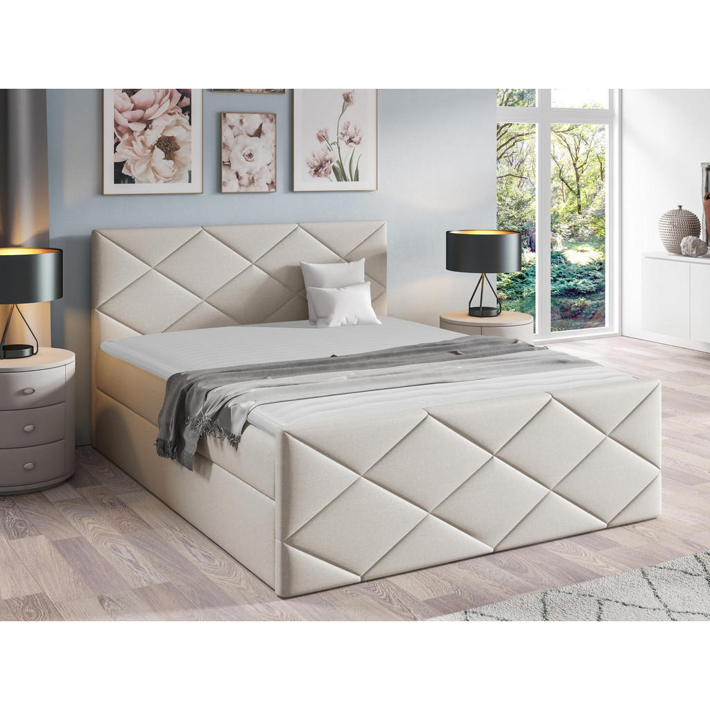 Thumbnail - Mirjan24 Boxbett, Creme, Holz, H3, 140x200 cm, Schlafzimmer, Betten, Boxspringbetten