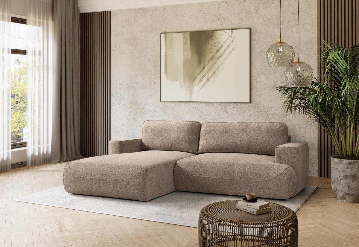 ECKSOFA LUNA mit Bettkasten und Schlaffunktion, Braun - Braun, Textil (271/195cm) - KS Home Concept