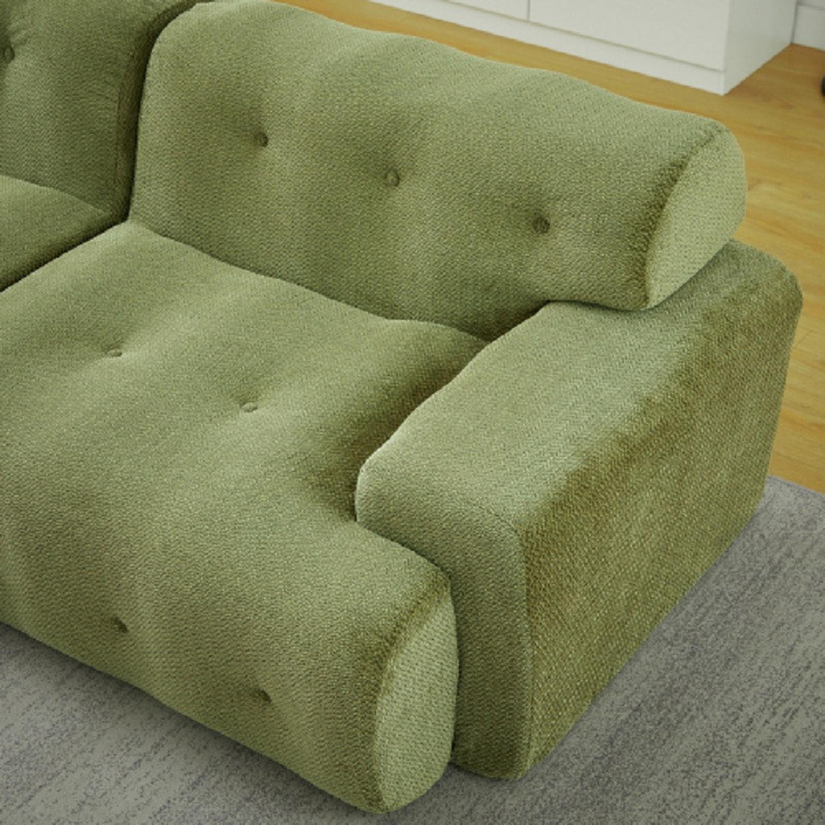 2-SITZER SOFA Chenille Grün montagefrei - Grün, Textil (224/66/104cm) - WISHDOR