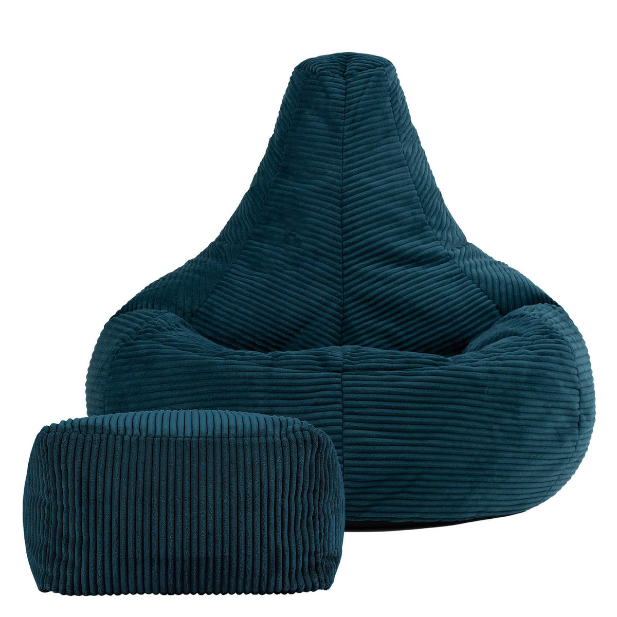 SITZSACK Dalton mit Hocker - Dunkelgrün/Petrol, Textil (90/73/84cm) - icon