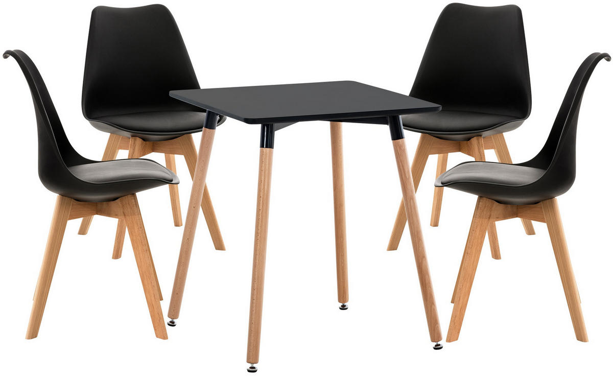 TISCHGRUPPE Holz schwarz - Schwarz, Holz (160/83/160cm) - CLP