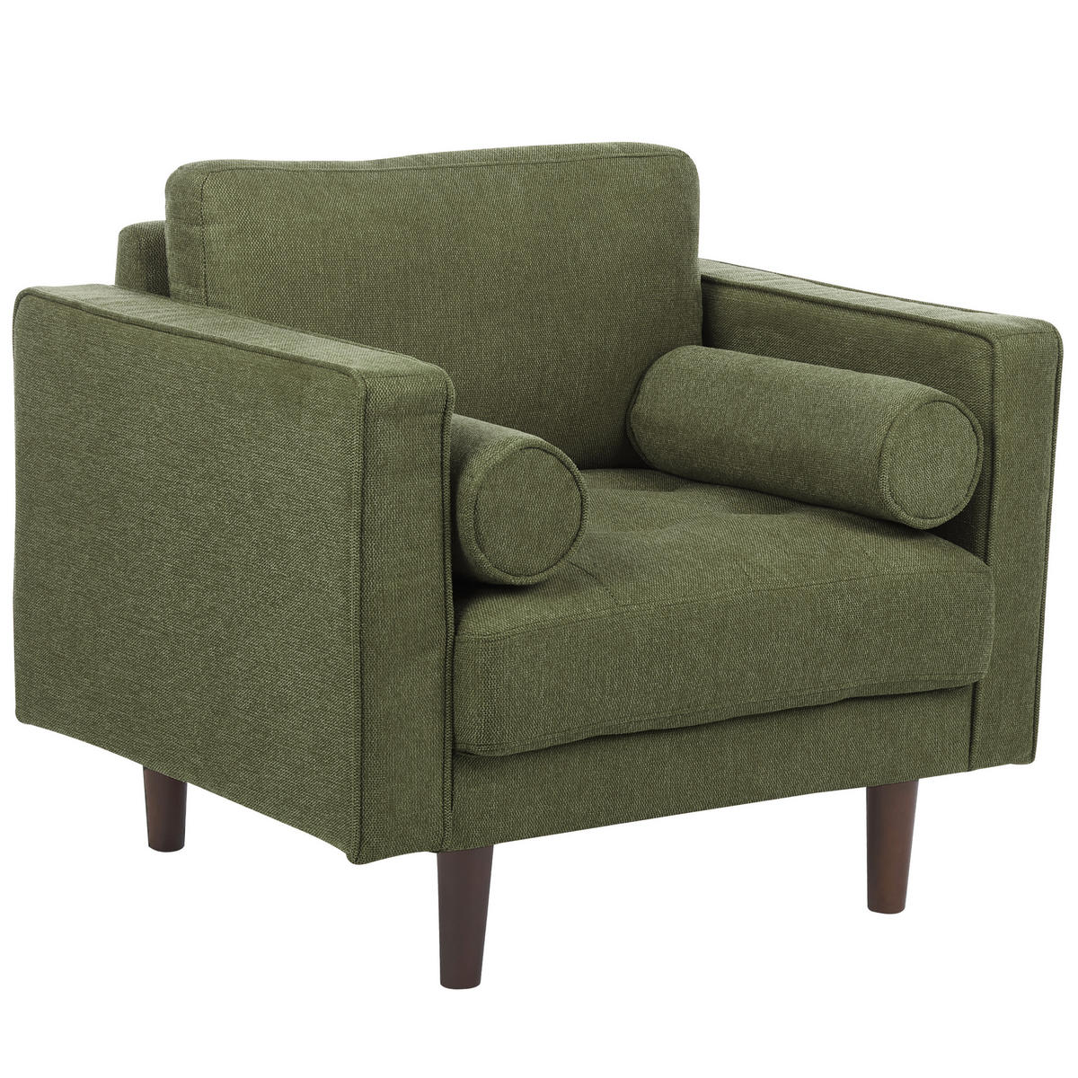2-SITZER-SOFA Set mit Sessel dunkelgrün Nurmo - Dunkelbraun/Grün, Textil (74/78/140cm) - Beliani