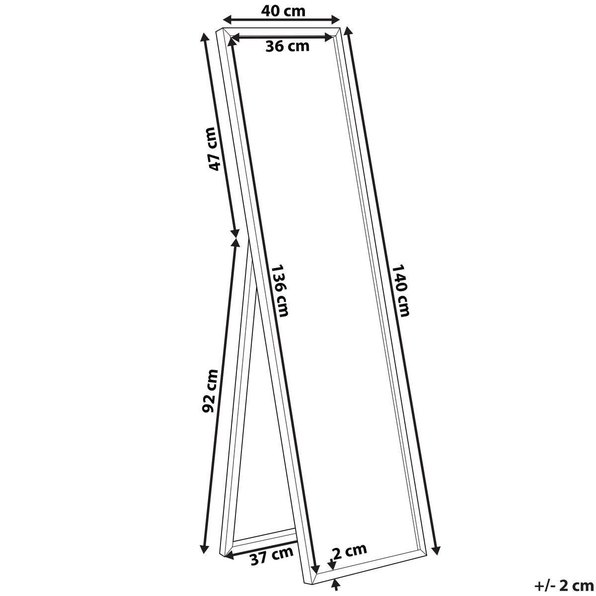 STEHSPIEGEL weiß rechteckig 40/140 cm Torcy - Weiß, Kunststoff (40/140/3cm) - Beliani