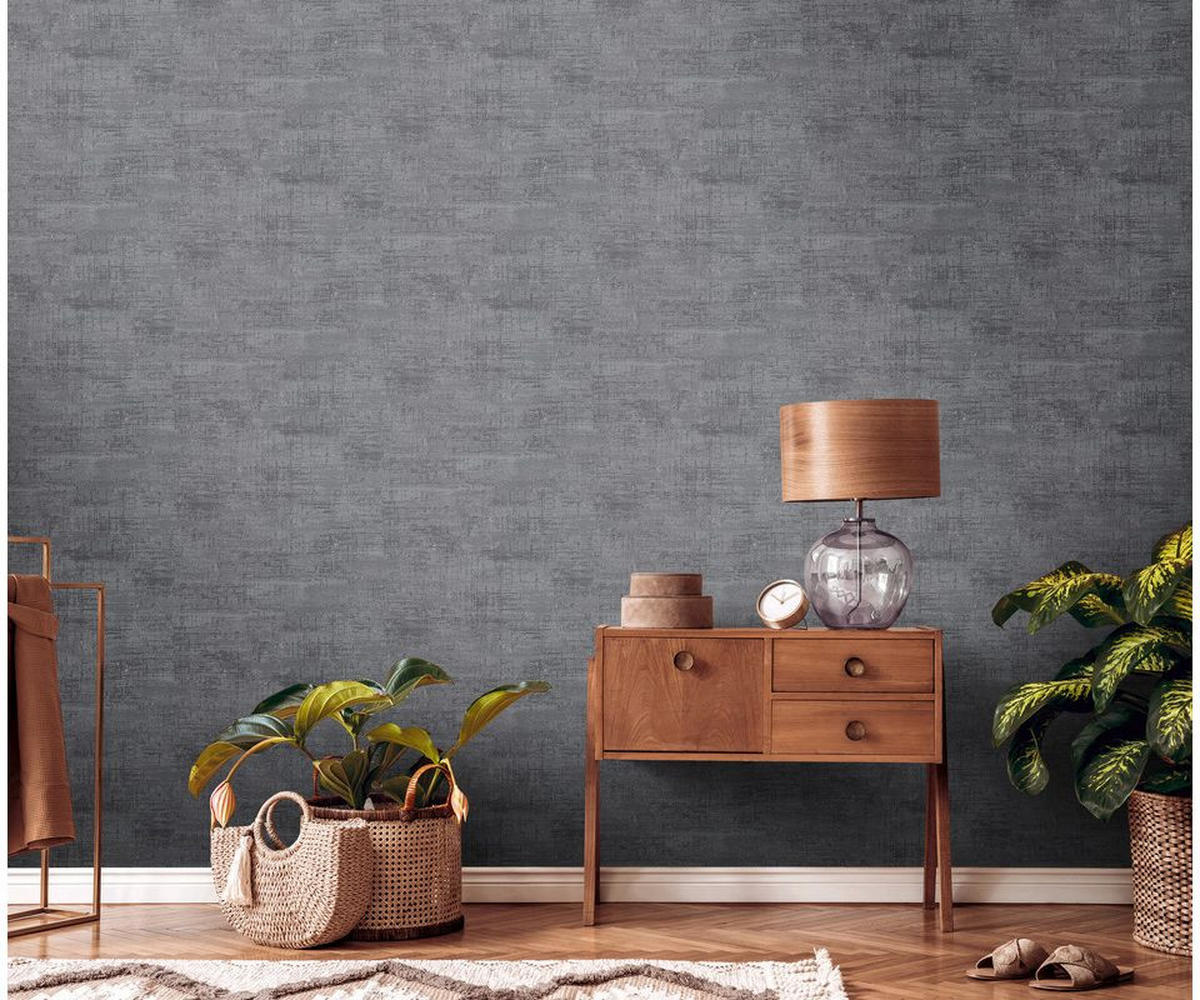 VLIESTAPETE Schwarz 53/1005 cm - Schwarz, Textil (53/1cm) - KUNSTLOFT